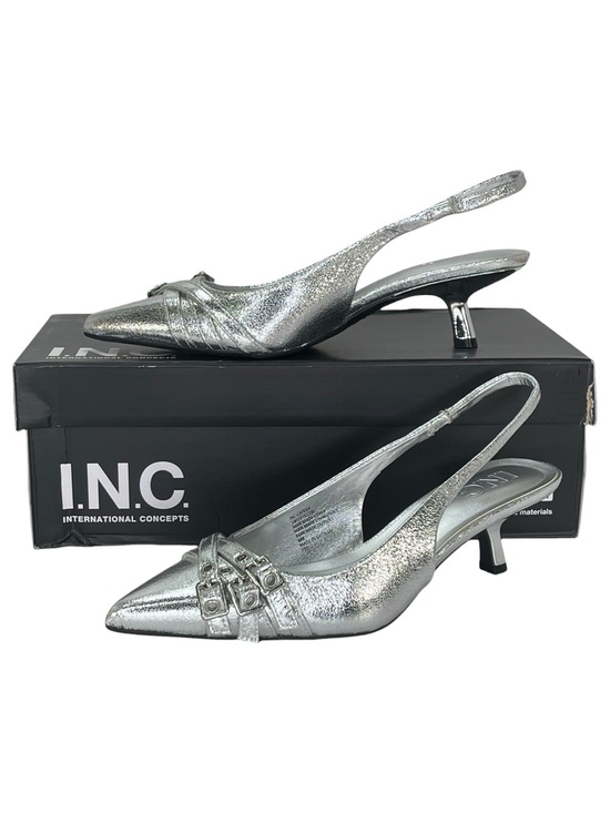 INC International Concepts Shoes - INC Capeka Silver Crinkle Slingback Womens Heels Size 6M